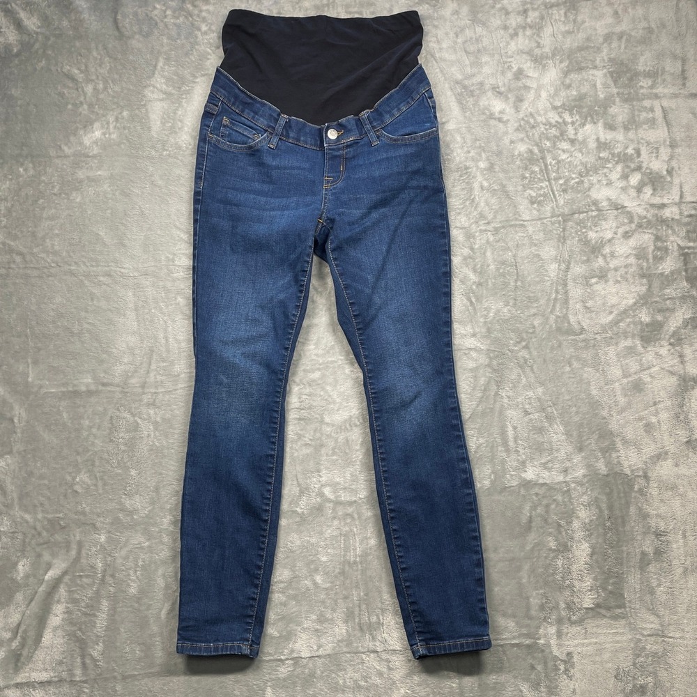 Gap Maternity Jeans Women Blue Skinny Full Belly Panel Dark Wash 26/2 Short